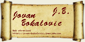 Jovan Bokalović vizit kartica